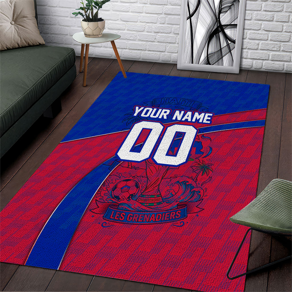 Personalized Haiti Soccer Les Grenadiers Area Rug Championship Football 2026 Trophy Haitian Flag Map