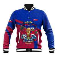 Personalized Haiti Soccer Les Grenadiers Baseball Jacket Championship Football 2026 Trophy Haitian Flag Map