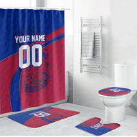 Personalized Haiti Soccer Les Grenadiers Bathroom Set Championship Football 2026 Trophy Haitian Flag Map