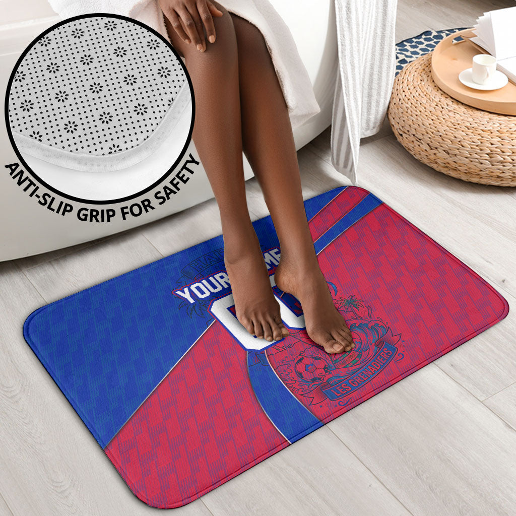 Personalized Haiti Soccer Les Grenadiers Bathroom Set Championship Football 2026 Trophy Haitian Flag Map