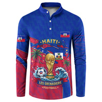 Personalized Haiti Soccer Les Grenadiers Button Sweatshirt Championship Football 2026 Trophy Haitian Flag Map