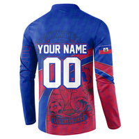 Personalized Haiti Soccer Les Grenadiers Button Sweatshirt Championship Football 2026 Trophy Haitian Flag Map