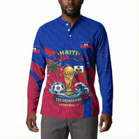 Personalized Haiti Soccer Les Grenadiers Button Sweatshirt Championship Football 2026 Trophy Haitian Flag Map