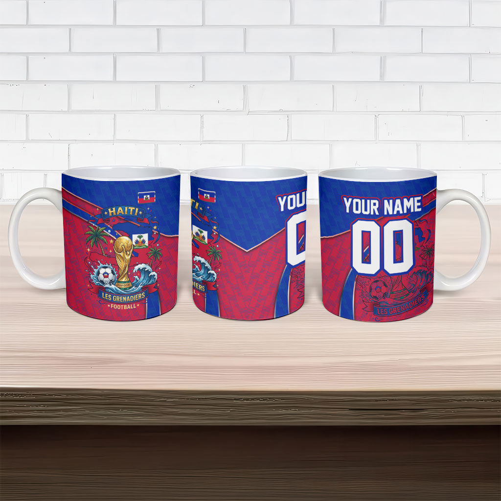 Personalized Haiti Soccer Les Grenadiers Ceramic Mug Championship Football 2026 Trophy Haitian Flag Map