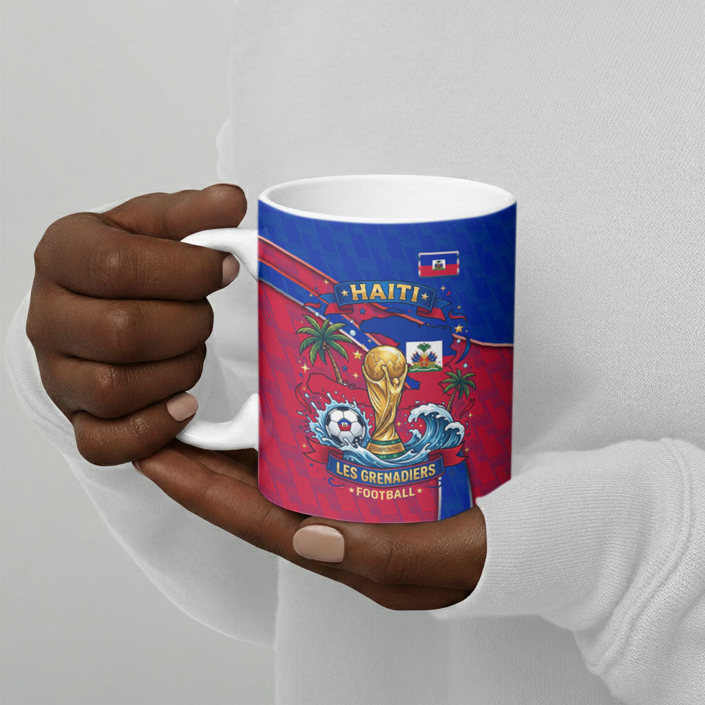 Personalized Haiti Soccer Les Grenadiers Ceramic Mug Championship Football 2026 Trophy Haitian Flag Map