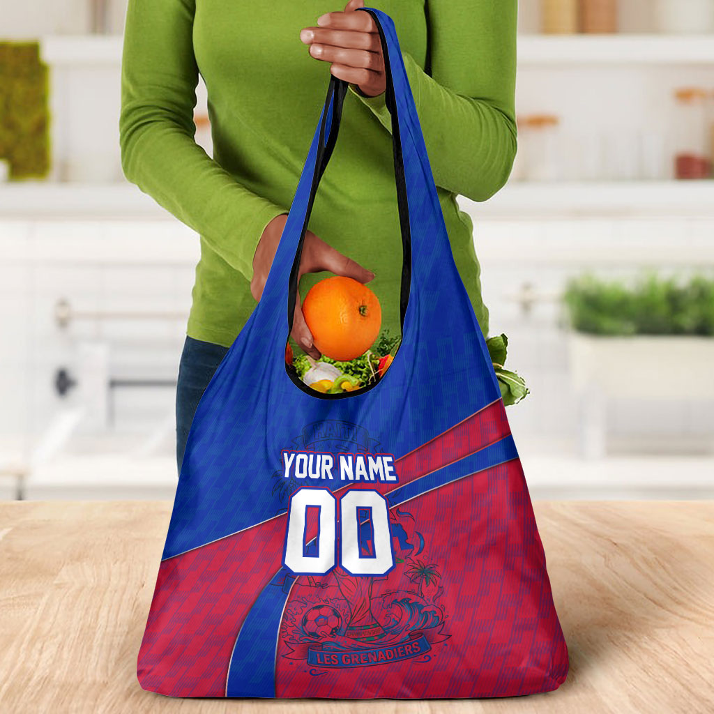 Personalized Haiti Soccer Les Grenadiers Grocery Bag Championship Football 2026 Trophy Haitian Flag Map