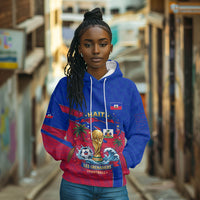 Personalized Haiti Soccer Les Grenadiers Hoodie Championship Football 2026 Trophy Haitian Flag Map