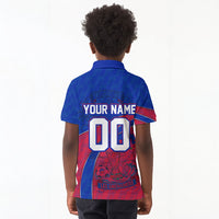 Personalized Haiti Soccer Les Grenadiers Kid Polo Shirt Championship Football 2026 Trophy Haitian Flag Map