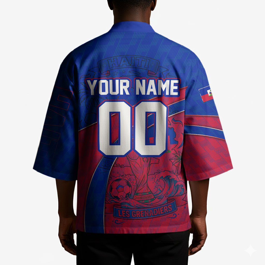 Personalized Haiti Soccer Les Grenadiers Kimono Championship Football 2026 Trophy Haitian Flag Map