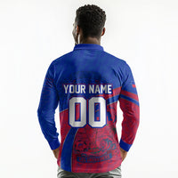 Personalized Haiti Soccer Les Grenadiers Long Sleeve Polo Shirt Championship Football 2026 Trophy Haitian Flag Map