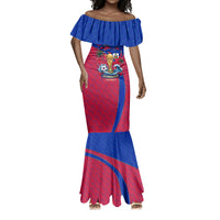 Personalized Haiti Soccer Les Grenadiers Mermaid Dress Championship Football 2026 Trophy Haitian Flag Map