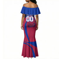 Personalized Haiti Soccer Les Grenadiers Mermaid Dress Championship Football 2026 Trophy Haitian Flag Map