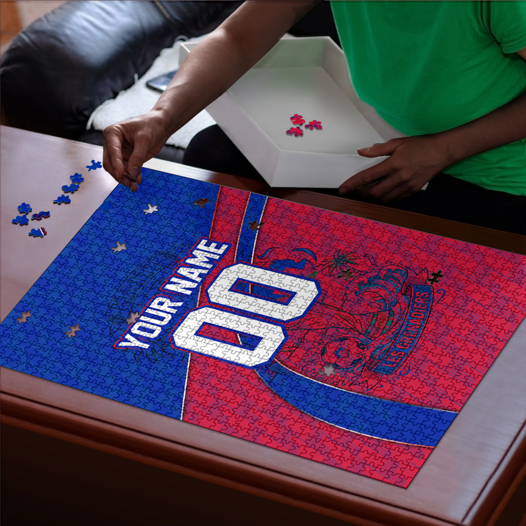 Personalized Haiti Soccer Les Grenadiers Puzzle Championship Football 2026 Trophy Haitian Flag Map