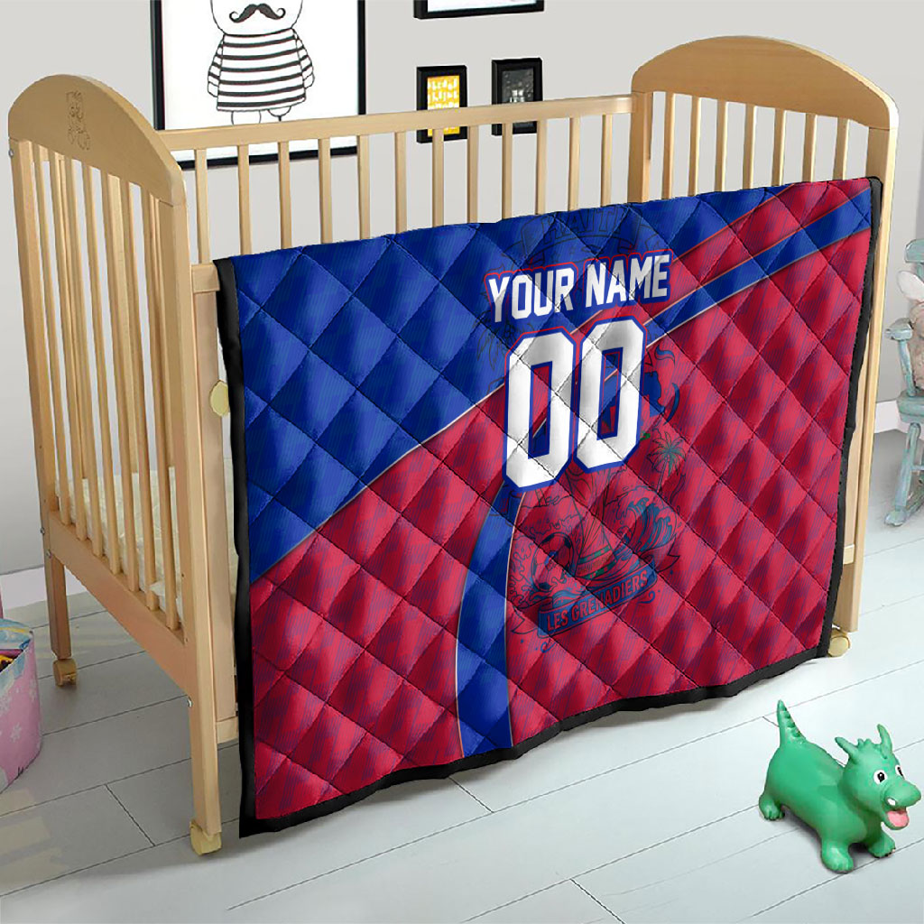 Personalized Haiti Soccer Les Grenadiers Quilt Championship Football 2026 Trophy Haitian Flag Map