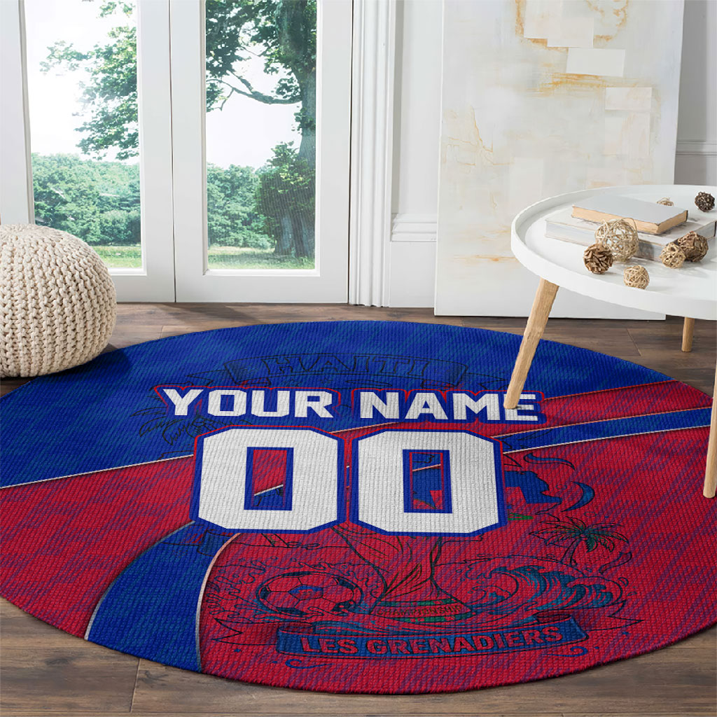 Personalized Haiti Soccer Les Grenadiers Round Carpet Championship Football 2026 Trophy Haitian Flag Map