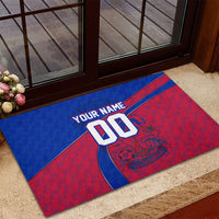 Personalized Haiti Soccer Les Grenadiers Rubber Doormat Championship Football 2026 Trophy Haitian Flag Map