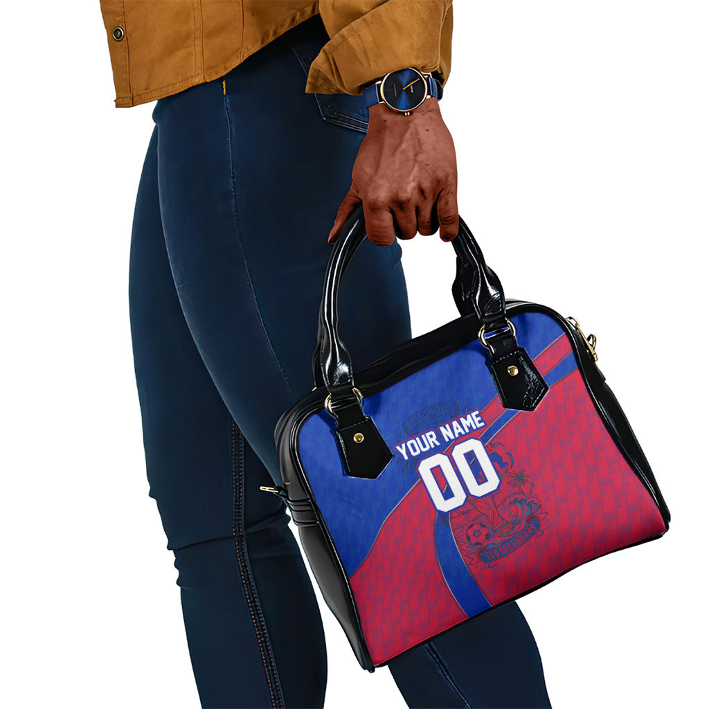 Personalized Haiti Soccer Les Grenadiers Shoulder Handbag Championship Football 2026 Trophy Haitian Flag Map