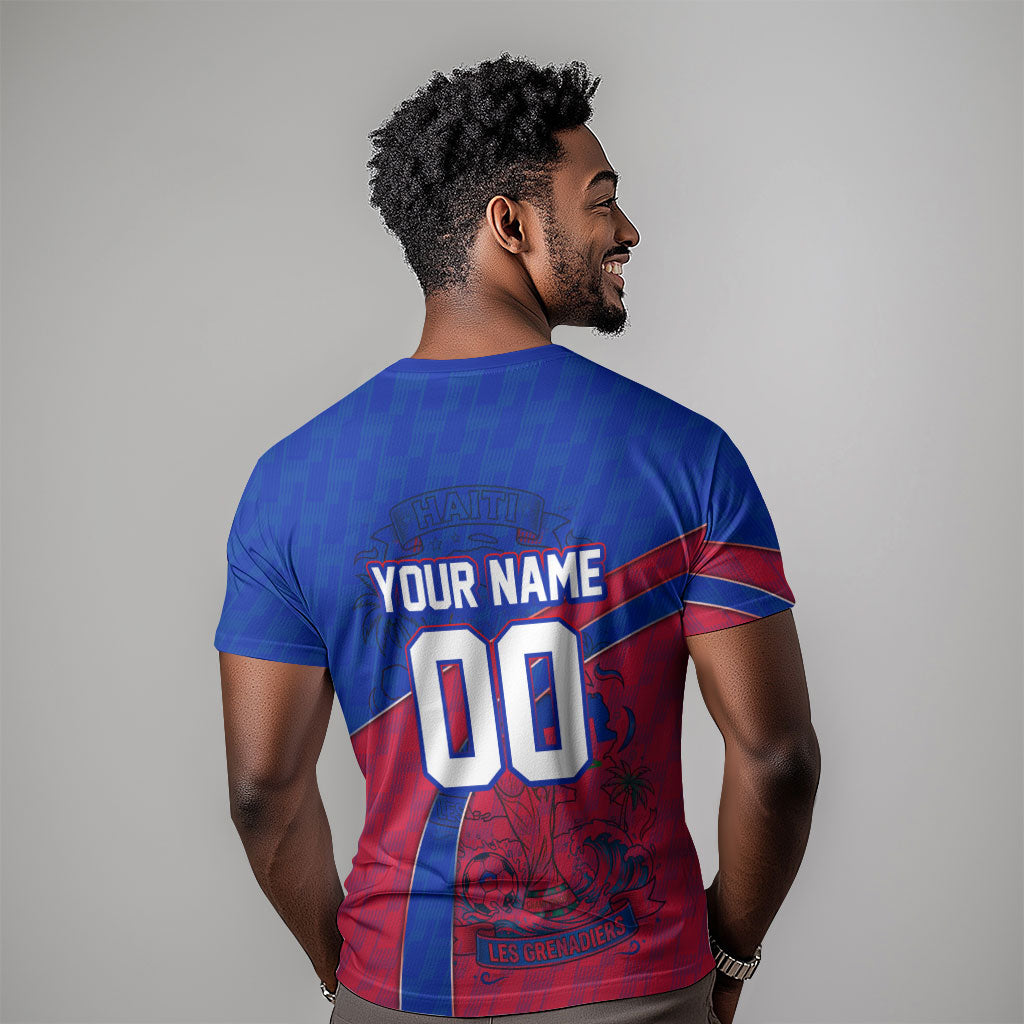 Personalized Haiti Soccer Les Grenadiers T shirt Championship Football 2026 Trophy Haitian Flag Map