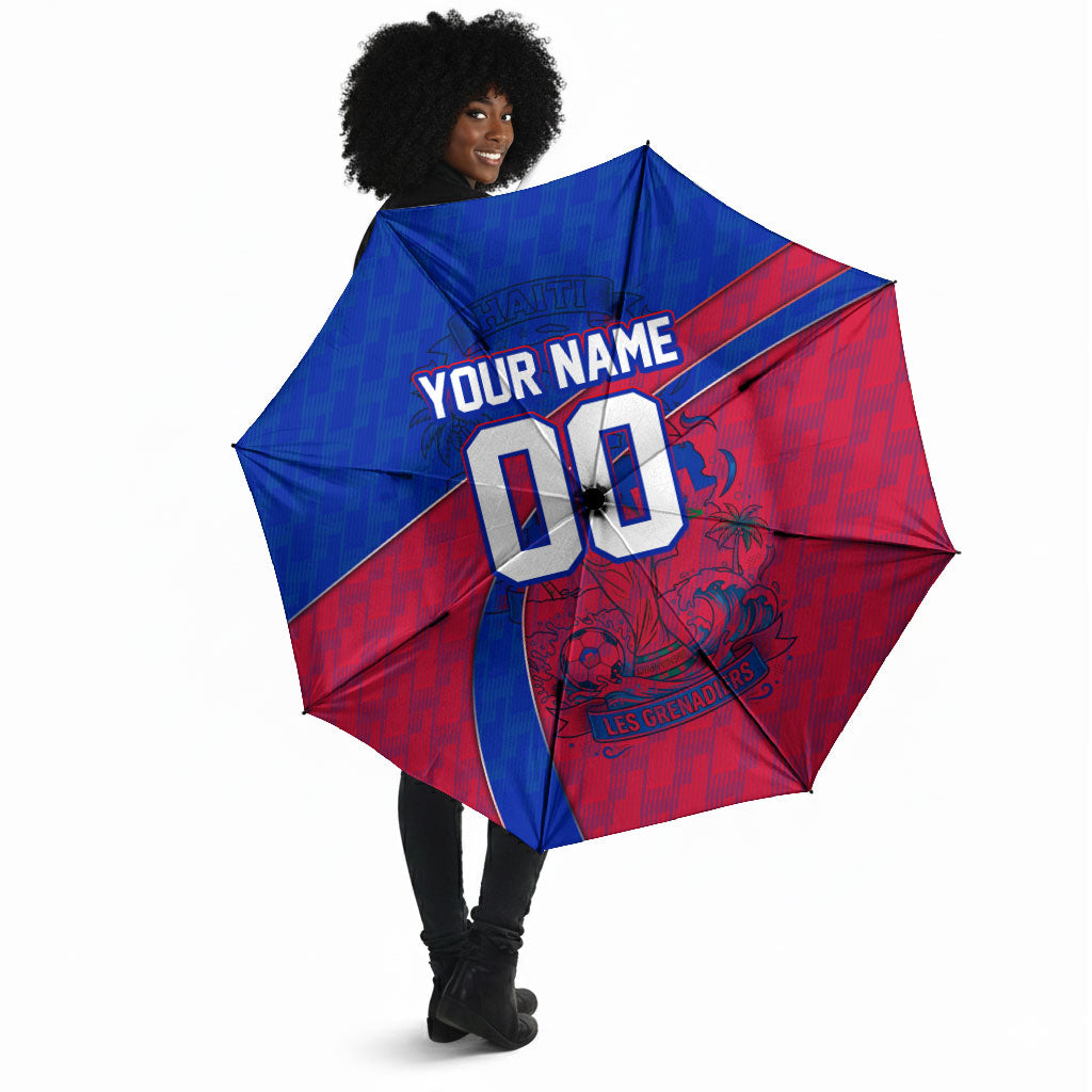 Personalized Haiti Soccer Les Grenadiers Umbrella Championship Football 2026 Trophy Haitian Flag Map