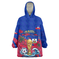 Personalized Haiti Soccer Les Grenadiers Wearable Blanket Hoodie Championship Football 2026 Trophy Haitian Flag Map
