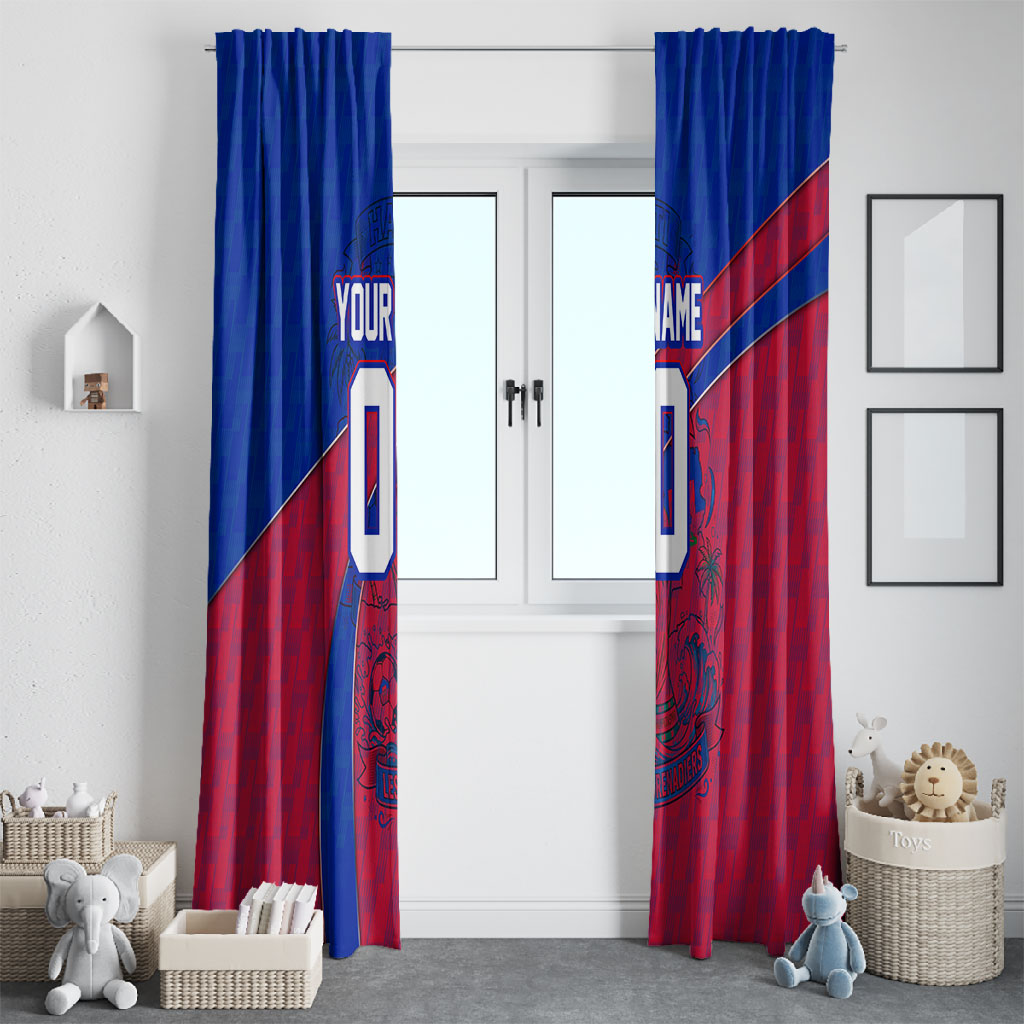 Personalized Haiti Soccer Les Grenadiers Window Curtain Championship Football 2026 Trophy Haitian Flag Map