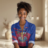 Personalized Haiti Soccer Les Grenadiers Women Casual Shirt Championship Football 2026 Trophy Haitian Flag Map