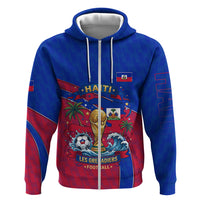 Personalized Haiti Soccer Les Grenadiers Zip Hoodie Championship Football 2026 Trophy Haitian Flag Map
