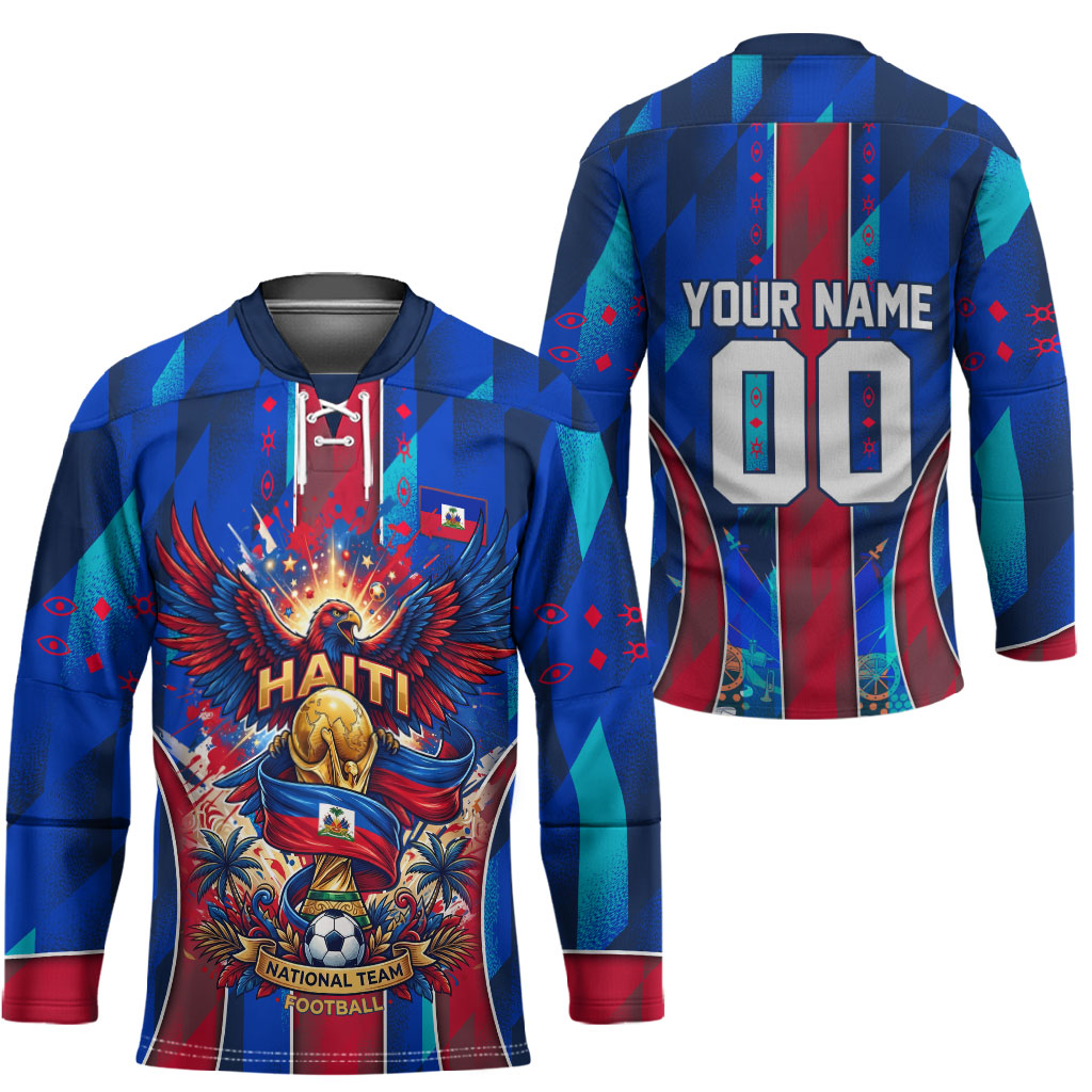 Personalized Les Grenadiers Haiti Football Hockey Jersey Eagle Champions Trophy Heritage