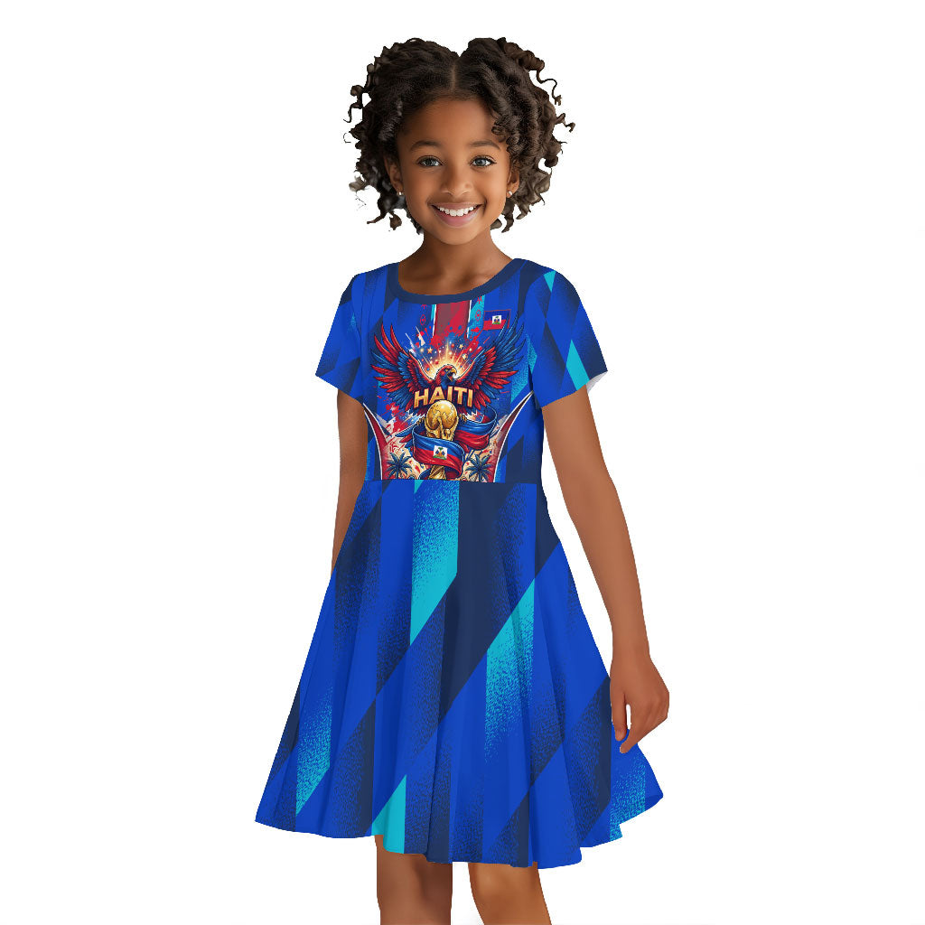 Personalized Les Grenadiers Haiti Football Kid Short Sleeve Dress Eagle Champions Trophy Heritage