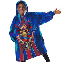 Personalized Les Grenadiers Haiti Football Kid Wearable Blanket Hoodie Eagle Champions Trophy Heritage
