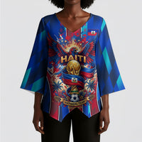 Personalized Les Grenadiers Haiti Football Kimono Sleeve Blouse Eagle Champions Trophy Heritage