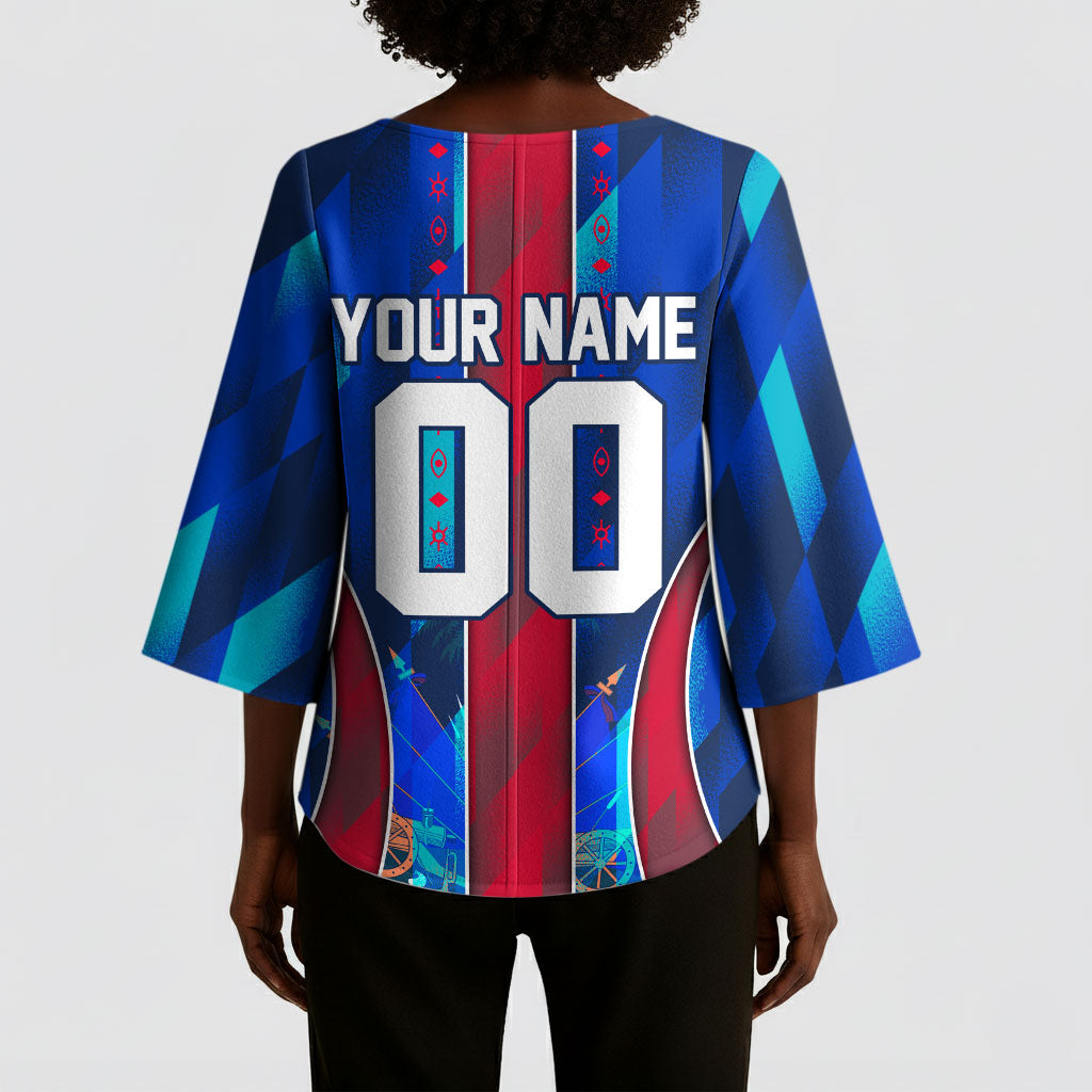 Personalized Les Grenadiers Haiti Football Kimono Sleeve Blouse Eagle Champions Trophy Heritage