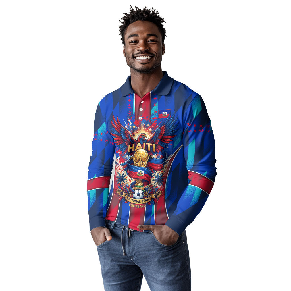Personalized Les Grenadiers Haiti Football Long Sleeve Polo Shirt Eagle Champions Trophy Heritage