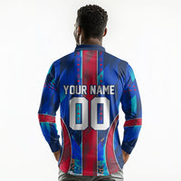 Personalized Les Grenadiers Haiti Football Long Sleeve Polo Shirt Eagle Champions Trophy Heritage