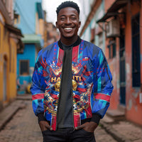 Personalized Les Grenadiers Haiti Football Sleeve Zip Bomber Jacket Eagle Champions Trophy Heritage