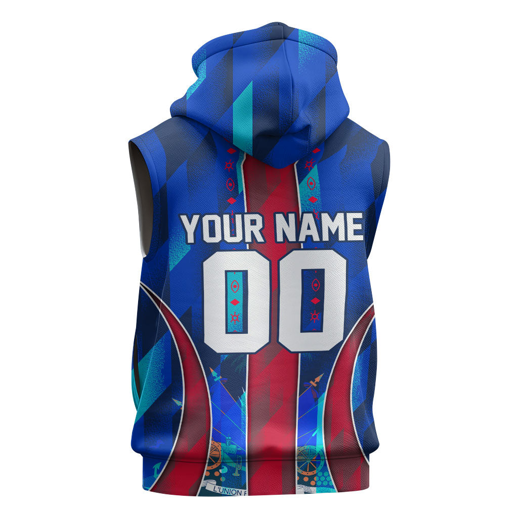 Personalized Les Grenadiers Haiti Football Sleeveless Hoodie Eagle Champions Trophy Heritage
