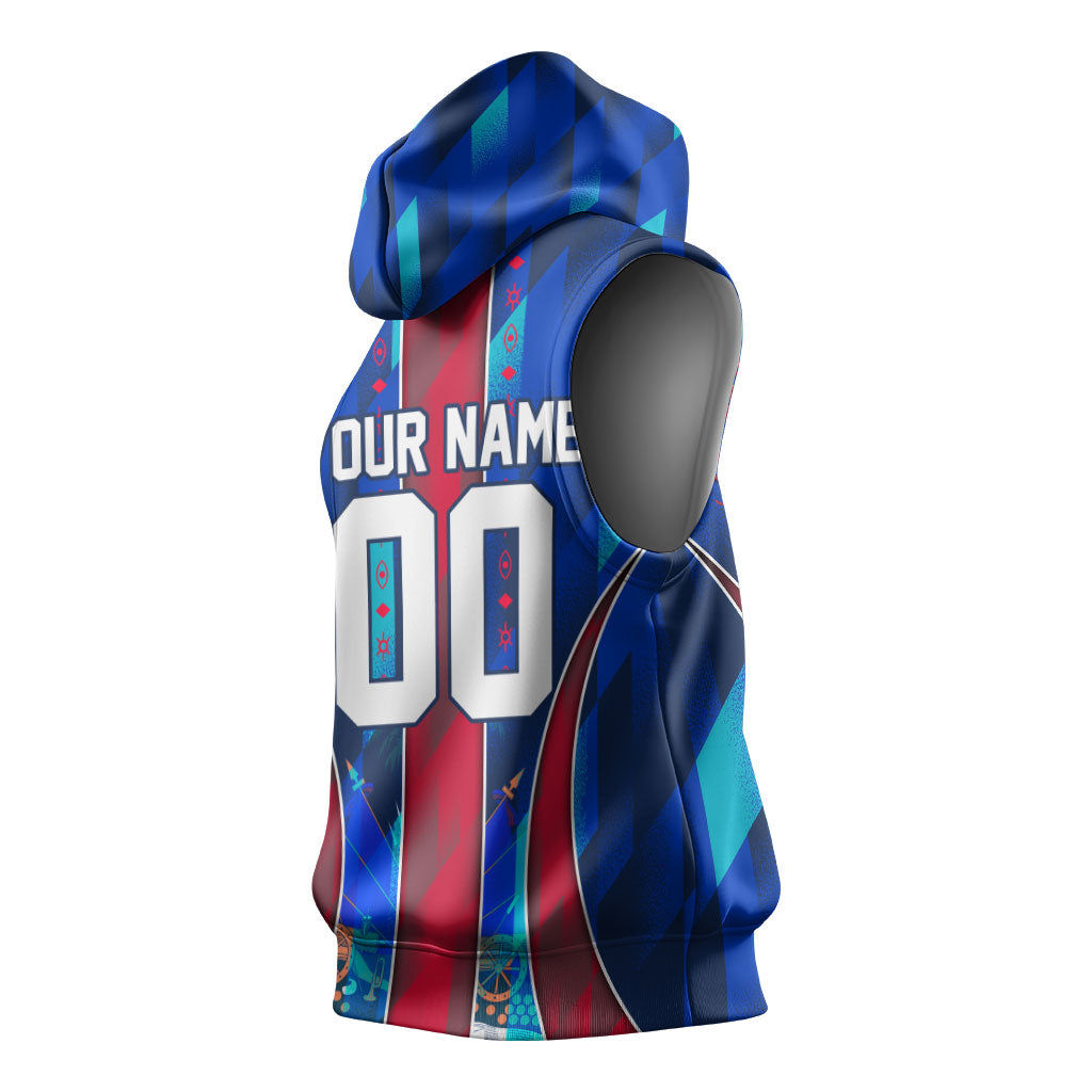 Personalized Les Grenadiers Haiti Football Sleeveless Hoodie Eagle Champions Trophy Heritage
