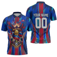 Personalized Les Grenadiers Haiti Football Zipper Polo Shirt Eagle Champions Trophy Heritage