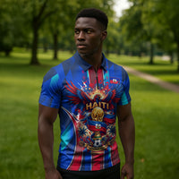 Personalized Les Grenadiers Haiti Football Zipper Polo Shirt Eagle Champions Trophy Heritage
