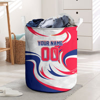 Personalized Haiti Football Champions Laundry Basket Roaring Lion Soccer Mascot With Haiti Trophy Flag