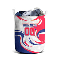 Personalized Haiti Football Champions Laundry Basket Roaring Lion Soccer Mascot With Haiti Trophy Flag