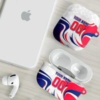 Personalized Haiti Football Champions AirPods Case Roaring Lion Soccer Mascot With Haiti Trophy Flag