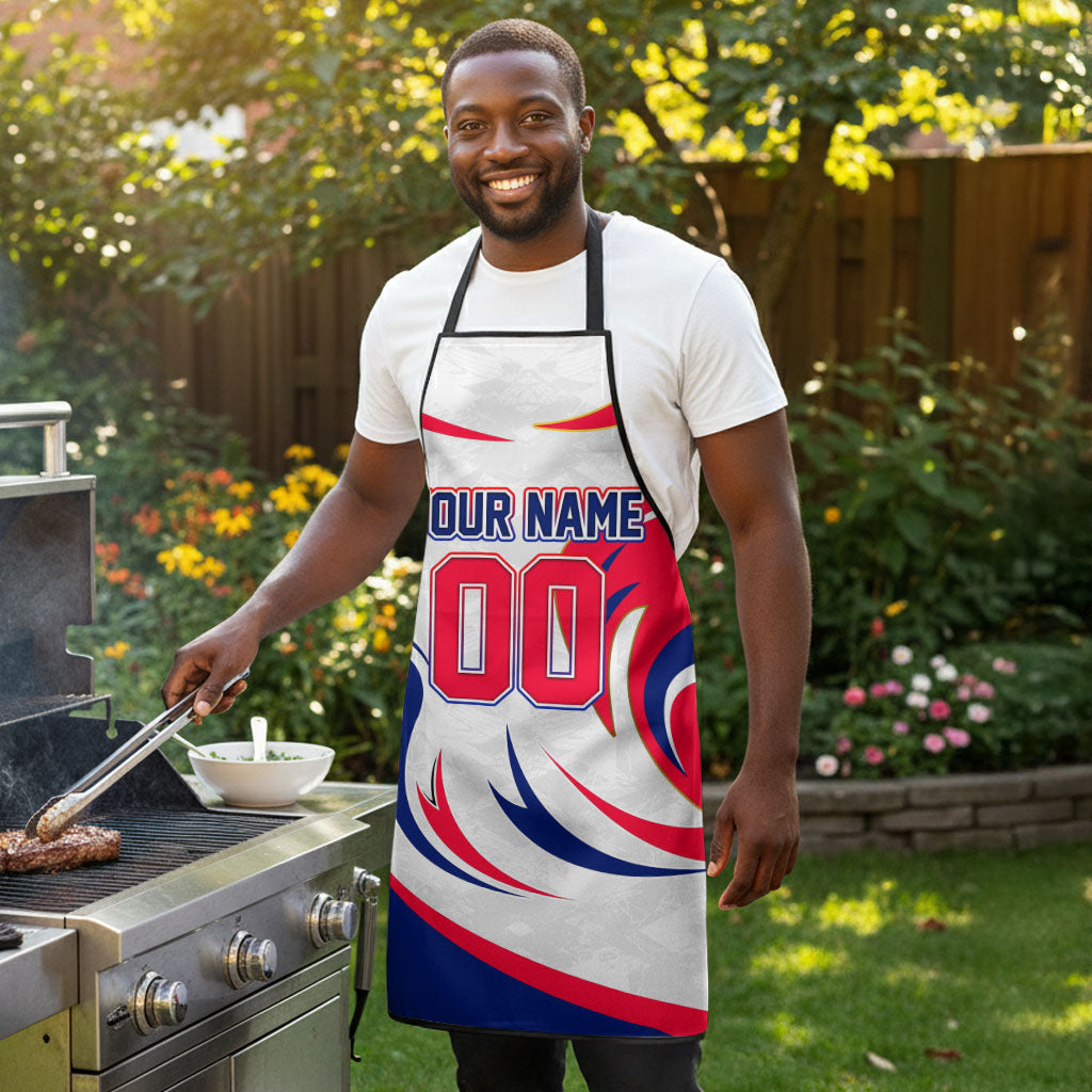 Personalized Haiti Football Champions Apron Roaring Lion Soccer Mascot With Haiti Trophy Flag