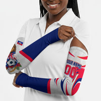Personalized Haiti Football Champions Arm Sleeves Roaring Lion Soccer Mascot With Haiti Trophy Flag