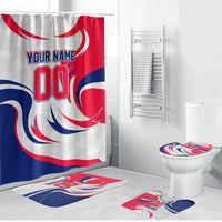 Personalized Haiti Football Champions Bathroom Set Roaring Lion Soccer Mascot With Haiti Trophy Flag