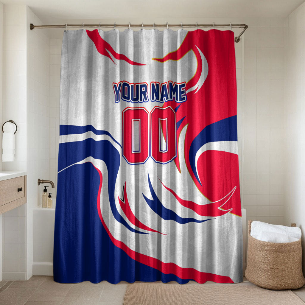 Personalized Haiti Football Champions Bathroom Set Roaring Lion Soccer Mascot With Haiti Trophy Flag