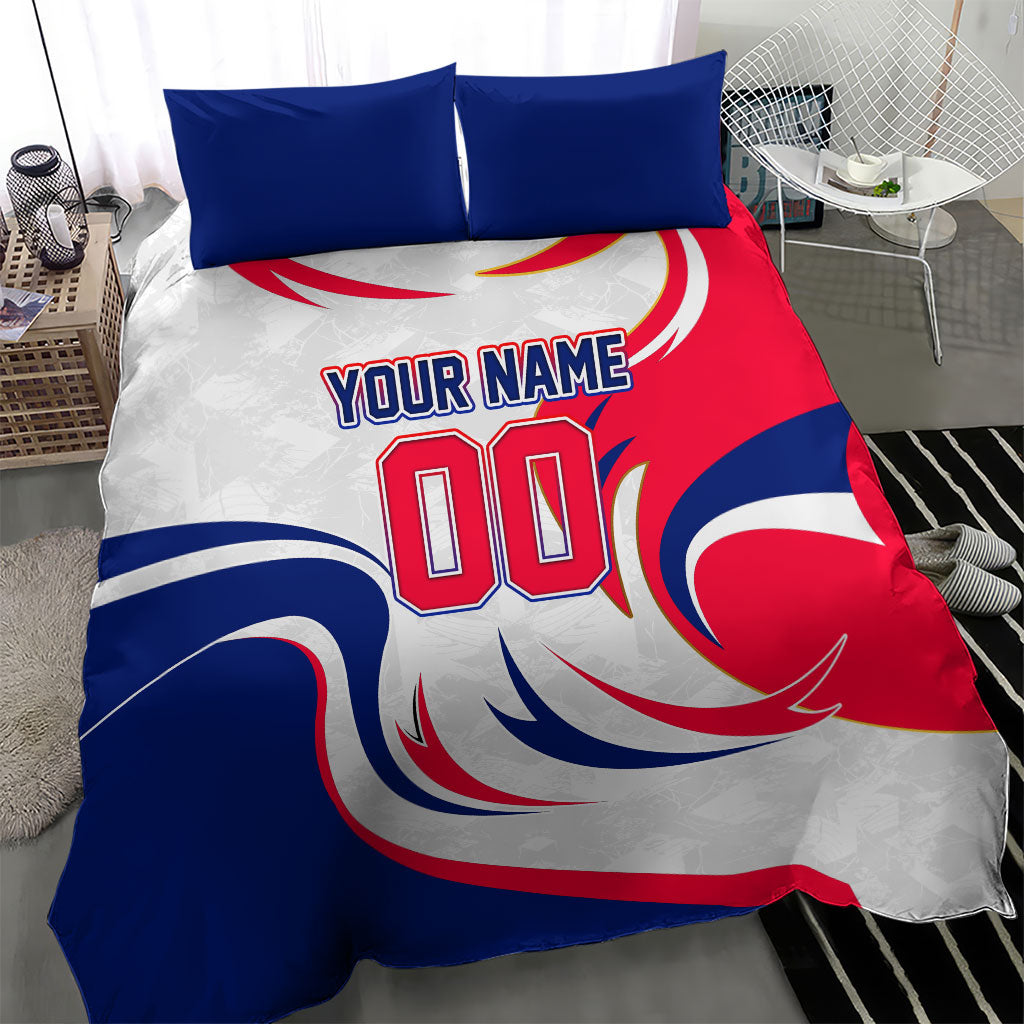 Personalized Haiti Football Champions Bedding Set Roaring Lion Soccer Mascot With Haiti Trophy Flag