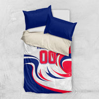Personalized Haiti Football Champions Bedding Set Roaring Lion Soccer Mascot With Haiti Trophy Flag