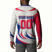 Personalized Haiti Football Champions Button Sweatshirt Roaring Lion Soccer Mascot With Haiti Trophy Flag