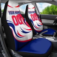 Personalized Haiti Football Champions Car Seat Cover Roaring Lion Soccer Mascot With Haiti Trophy Flag